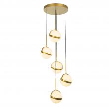  MP301005BG - Globo 5 Head Brushed Gold LED Multi Pendant