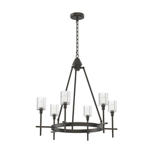  CH314306UBRC - SALITA 6 LIGHT CHANDELIER URBAN BRONZE RIBBED CRYSTAL