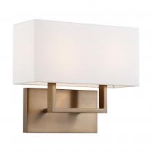  60/6717 - Tribeca - 2 Light Vanity - with White Linen Shade - Burnished Brass Finish