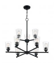  60/7289 - Bransel - 9 Light Chandelier with Seeded Glass - Matte Black Finish