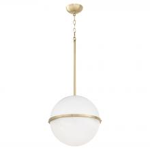  82-14-0880 - 14 inches Milky Glass Sphere, Studio White, Aged Brass