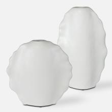  17963 - Ruffled Feathers Modern White Vases, S/2