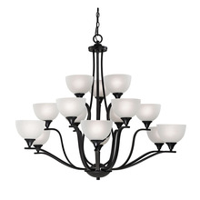  2115CH/10 - Thomas - Bristol Lane 15-Light Chandelier in Oil Rubbed Bronze with White Glass